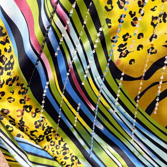 Cache Multicolor Animal Print Formal/Prom Dress Size 4 Beaded Details Low Back - Picture 7 of 10